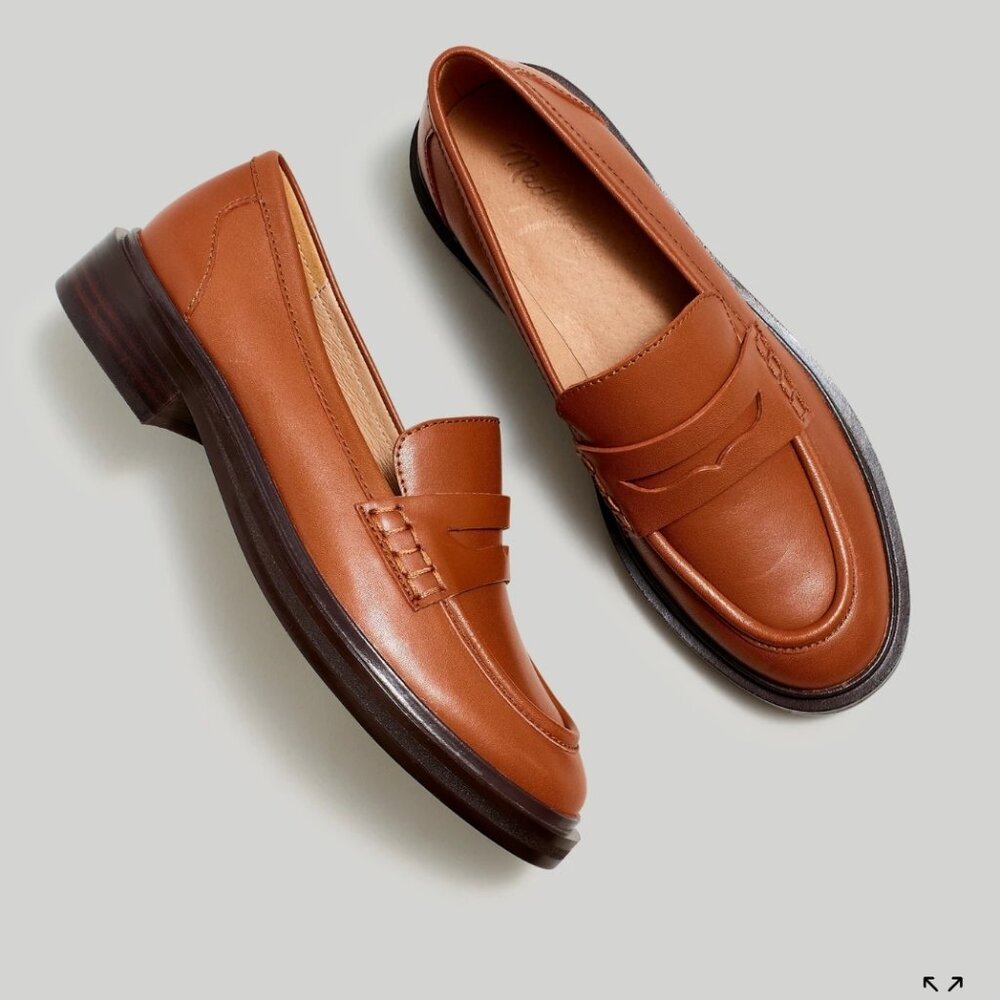 Madewell Tan Leather Penny Loafers